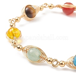 Bracciale a catena a maglie ovali con pietre preziose miste naturali e sintetiche&nbsp;BJEW-JB08912