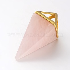 Rose naturelle pendentifs point de quartz de pendule&nbsp;G-E301-06G