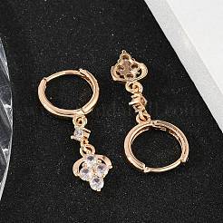 Orecchini a monachella in ottone con micro pavé di zirconi chiari&nbsp;EJEW-K300-14G
