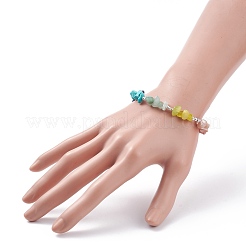 Perlenarmband aus natürlichen und synthetischen gemischten Edelsteinsplittern&nbsp;BJEW-TA00107