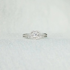 2 bague en argent sterling avec 925 micro pavés de zircons cubiques transparents pour femme&nbsp;FS-WG4005F-05