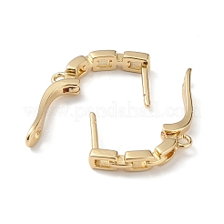 Fornituras de aretes de aro rectangulares huecos de latón&nbsp;ZIRC-L097-058G