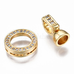 Messing Micro Pave klare Zirkonia Falte über Verschlüsse&nbsp;KK-T063-60G-NF