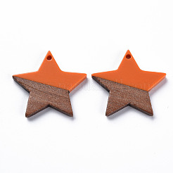 Pendentifs en résine opaque et bois de noyer&nbsp;RESI-T035-39