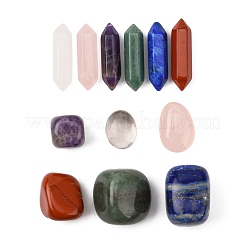 12 ensemble de pierres naturelles de 12 styles pour 7 chakras avec coffret cadeau noir&nbsp;G-FS0002-28