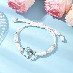 2 pz braccialetti con ciondolo a forma di cuore in lega&nbsp;BJEW-JB11503