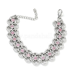 Armbänder aus hellrosafarbenem Edelstahl 304 mit Strass-Schleifenverzierung&nbsp;SA-CBA2696-11P