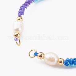 Fabrication de bracelets de perles tressées en fil de polyester teint par segment&nbsp;AJEW-JB00918-01