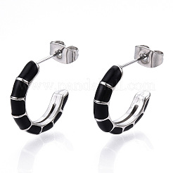 Boucles d'oreilles en forme de C en émail&nbsp;EJEW-N052-05-01