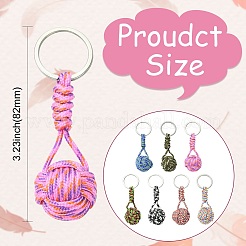 7 porte-clés rond en perles tricotées en polyester et élasthanne&nbsp;KEYC-CJ00013