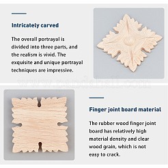 Artisanat d'applique onlay sculpté en bois massif naturel&nbsp;WOOD-WH0101-55