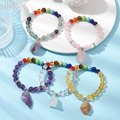 5 Stück 5 Stile Roh-Rau-Charm-Armbänder mit gemischten Edelsteinen&nbsp;BJEW-JB10298