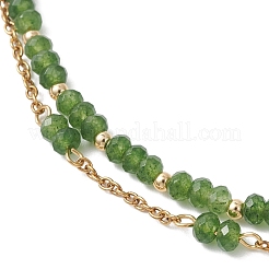 Bracelets multi-rangs ajustables en jade naturel de Malaisie et acier inoxydable 304&nbsp;BJEW-JB13035-02