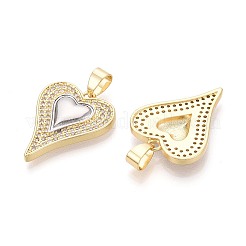 Pendentifs en laiton micro pavé de zircone cubique transparent pour la saint-valentin&nbsp;KK-T080-35G-01
