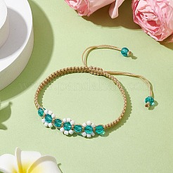 2 pz 2 colori braccialetti di perline di vetro intrecciate a forma di fiore&nbsp;BJEW-JB11077