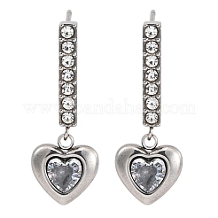 Ohrstecker aus 304 Edelstahl mit Strass-Herzen&nbsp;EJEW-Q386-03P