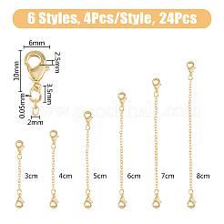 24 rallonge de chaîne de câble en laiton de style 6 pièces&nbsp;KK-GO0001-56