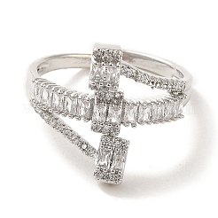 Bagues en laiton avec micro pavé de zircone cubique pour femmes&nbsp;RJEW-E295-01P