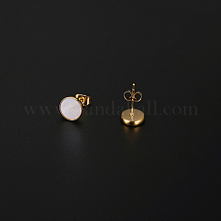 Boucles d'oreilles à tige rondes et plates en acier inoxydable 304&nbsp;HE4453-1