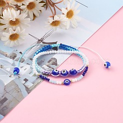 Juego de pulseras de cuentas trenzadas con cordón de poliéster ajustable y pulseras elásticas&nbsp;X-BJEW-JB05980