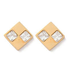 Orecchini a bottone in acciaio inossidabile 304 con micro pavé di zirconi cubici trasparenti&nbsp;EJEW-Z089-25G