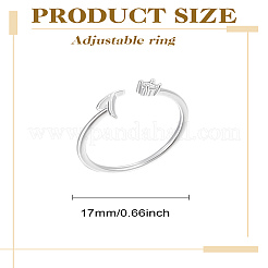 1pc lettre laiton strass ouvert manchette anneaux pour femmes&nbsp;AJEW-LP0004-47T-S
