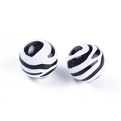 Zebra a strisce opache perline sfera in acrilico per collane grosso&nbsp;X-SACR-C020-44