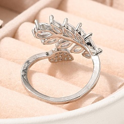 Gestellplattierung Messing Manschettenfingerringe mit Zirkonia für Damen&nbsp;RJEW-C115-04P