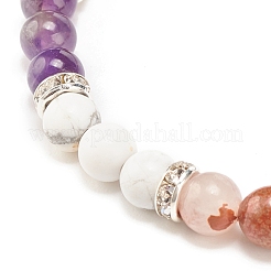 Rundes Perlenarmband aus natürlichem Amethyst und Edelstein für Frauen&nbsp;BJEW-JB08336-03