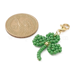 Décorations pendentif en perles de verre trèfle&nbsp;HJEW-TA00033