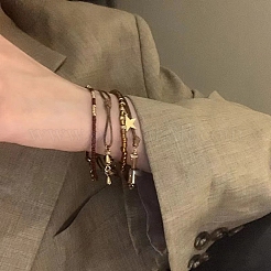 4 bracciale elastico in lega e perline di vetro&nbsp;FS-WG54F37-01