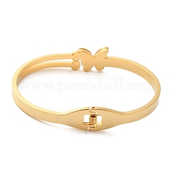 Bracelets réglables en acier inoxydable 304 plaqué sous vide avec émail papillon pour femmes&nbsp;BJEW-F474-34G