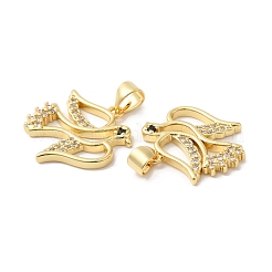 Placage de crémaillère en laiton micro pavé pendentifs en zircone cubique claire&nbsp;KK-R144-12G