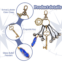 3 pièce 3 styles de décorations de pendentif en alliage et en verre&nbsp;KEYC-OC00003