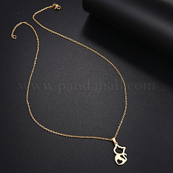 Collar con colgante de gatito hueco de acero inoxidable 304 con forma de gato para mujer&nbsp;FS-WG44308-02