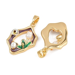 Pendentifs d'émail en laiton &nbsp;KK-H078-04B-G01