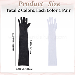 2 Paar 2 Farben lange Polyester-Netzspitzenhandschuhe&nbsp;AJEW-CY0001-11