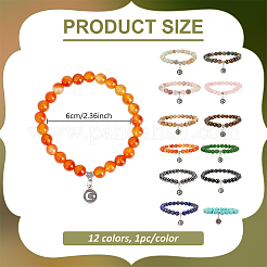 12 pulsera de cuentas redondas de piedras preciosas de 12 colores&nbsp;BJEW-PH02034