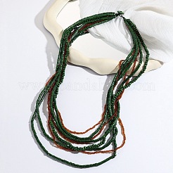Lange mehrlagige Halsketten aus Holz- und Glassperlen im Bohème-Stil für Damen&nbsp;FS-WG013E3-01