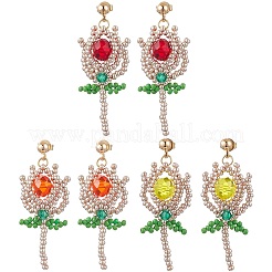 Aretes colgantes con cuentas de vidrio&nbsp;EJEW-MZ00326