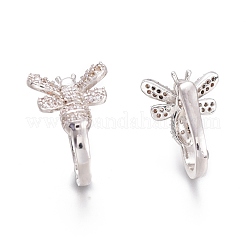 Orecchini a polsino in ottone con micro pavé di zirconi chiari a forma di api&nbsp;ZIRC-I049-25P