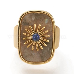 Anelli per polsini in labradorite naturale e lapislazzuli&nbsp;RJEW-P016-01A-02G