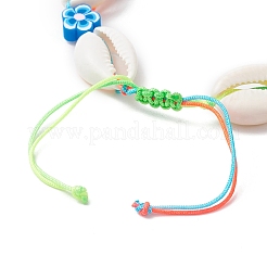Natürliche gemischte Kauri-Muschel & handgemachte geflochtene Perlenarmbänder aus Polymer-Ton für Frauen&nbsp;BJEW-JB11816