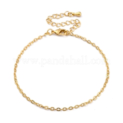 Pulseras de cadena de cable de latón chapado en rack ajustables para mujeres&nbsp;BJEW-G735-17G