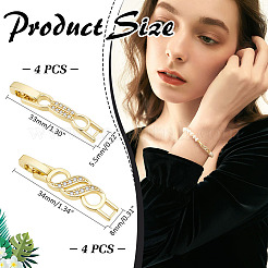 8 pz. 2 stili di fermagli per cinturini per orologi in ottone placcato con micro pavé di zirconi cubici trasparenti&nbsp;ZIRC-ME0001-03