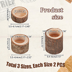 6 Stück 3 Stile Holzkerzenhalter&nbsp;AJEW-GA0007-56