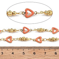 Chaînes à maillons coeur en laiton&nbsp;KK-D368-03G-F