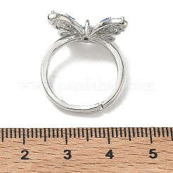 Verstellbare Schmetterlingsfingerringe aus Messing mit hellblauen Zirkonia&nbsp;CU-CBA7E55-18P-02