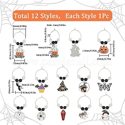 12 Stück Weinglasanhänger mit Halloween-Motiv aus Legierung&nbsp;AJEW-SC0002-08