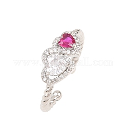 Offene Manschettenringe aus Messing mit Mikropavé und Zirkonia für Damen&nbsp;RJEW-C153-04P-02